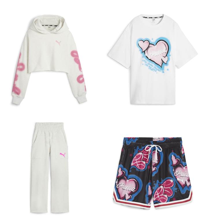 Two tops and two bottoms from Breanna Stewart's PUMA collection.